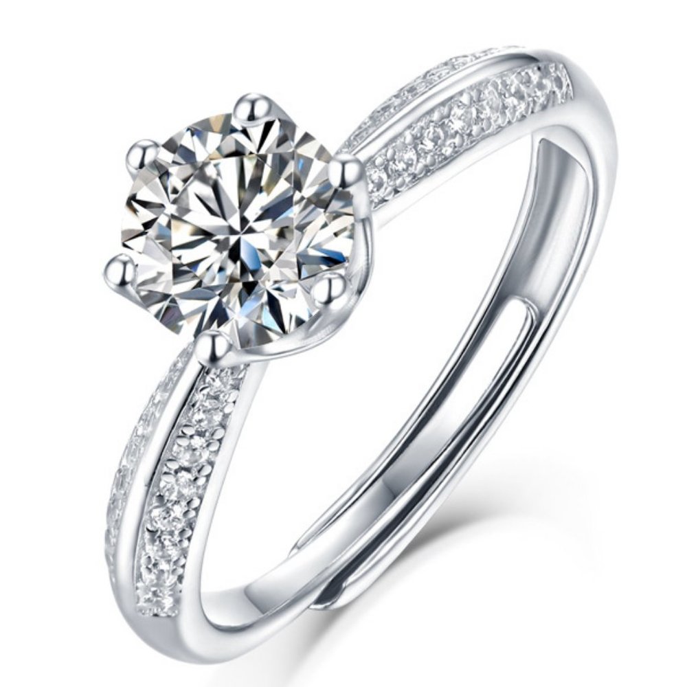 Certified 3ct. T.W. Moissanite Diamond Solitaire Engagement Ring New A